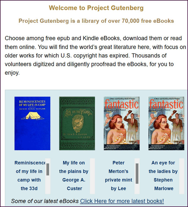 Project Gutenberg - Cloudeight Site Pick