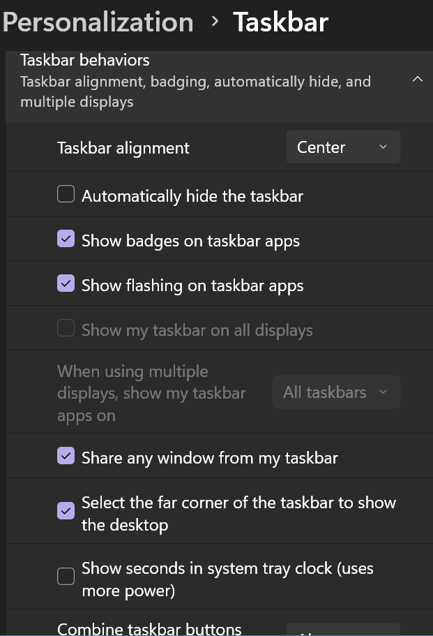 Taskbar settings in Windows 11 - Cloudeight