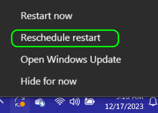 Reschedule Restart for Windows Update - Cloudeight InfoAve