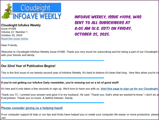 Cloudeight InfoAve Weekly