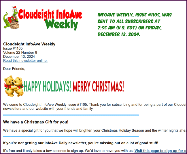 Cloudeight InfoAve Weekly