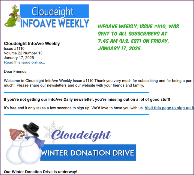 Cloudeight InfoAve Weekly