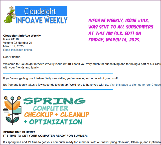 Cloudeight InfoAve Weekly