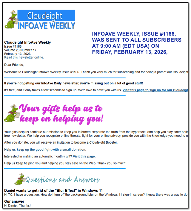 Cloudeight InfoAve Weekly