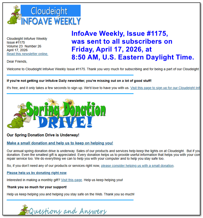 Cloudeight InfoAve Weekly