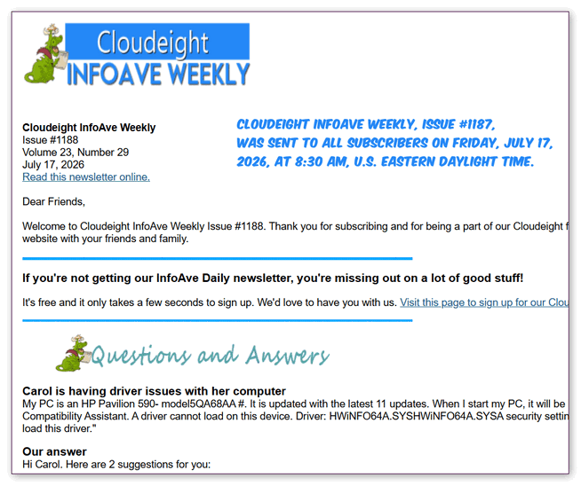 Cloudeight InfoAve Weekly