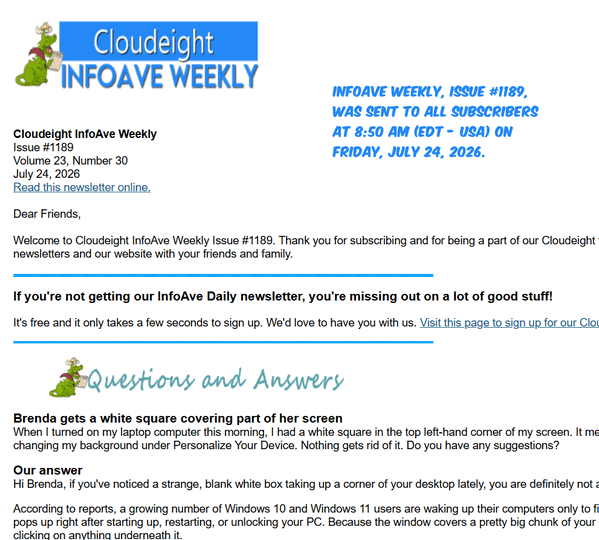 Cloudeight InfoAve Weekly
