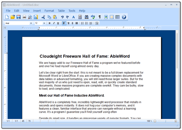 Cloudeight Freeware Hall of Fame: AbleWord
