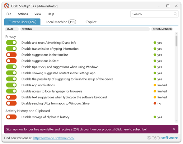 O&O ShutUp10++: Taking Back Control of Windows Privacy... Cloudeight InfoAve
