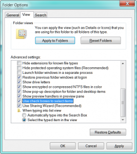 Windows 7 & Windows Vista: Checkboxes