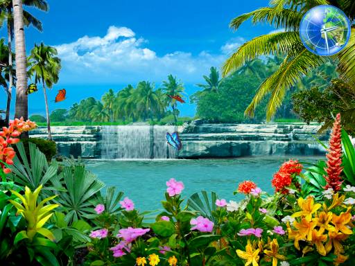 Cloudeight Premium 3D Tropical Butterflies-Paradise Waterfall