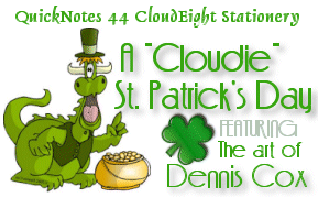 CloudEight Stationery, QuickNotes 44, A Cloudie St. Patrick's Day, featuring the Art of Dennis Cox.